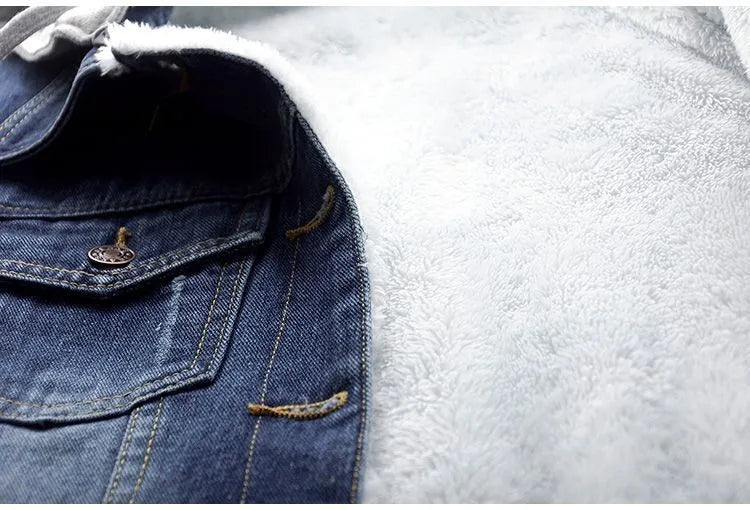 Women's Hooded Fleece Lined Denim Jacket