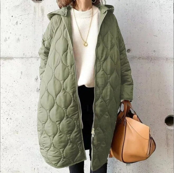 Kacob | Women's Hooded Quilted Longline Coat – Padded Winter Coat for Women