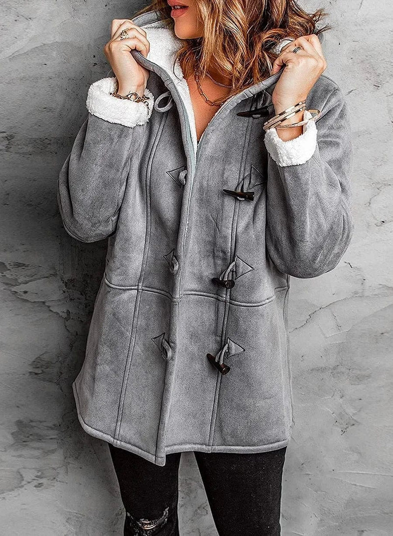 Kacob | Women's Hooded Toggle Coat – Duffle Coat with Plush Lining
