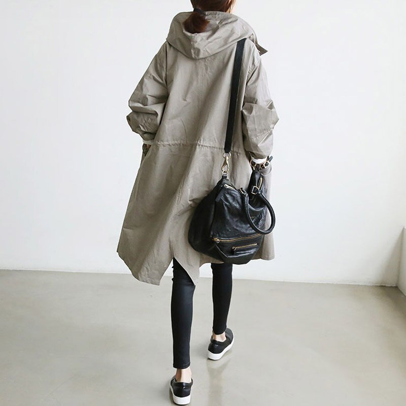 Kacob | Women's Hooded Trench Coat – Oversized A-Line Long Rain Mac