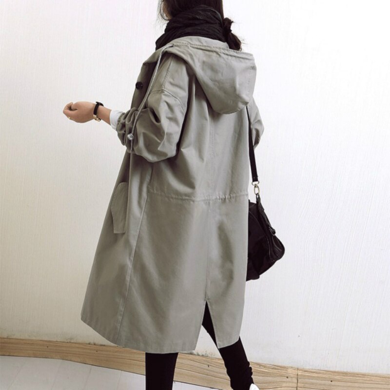 Kacob | Women's Hooded Trench Coat – Oversized A-Line Long Rain Mac