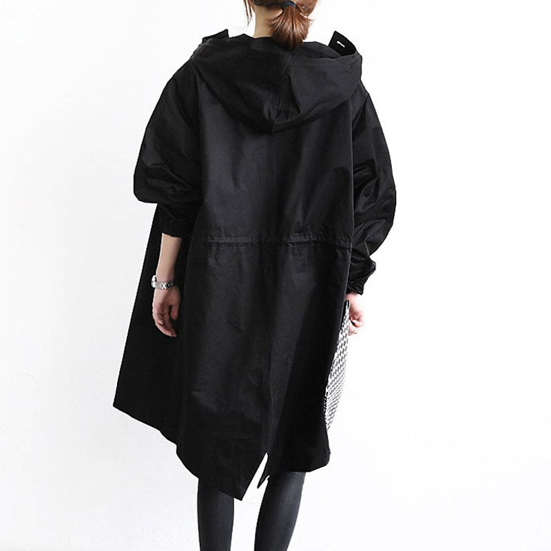 Kacob | Women's Hooded Trench Coat – Oversized A-Line Long Rain Mac