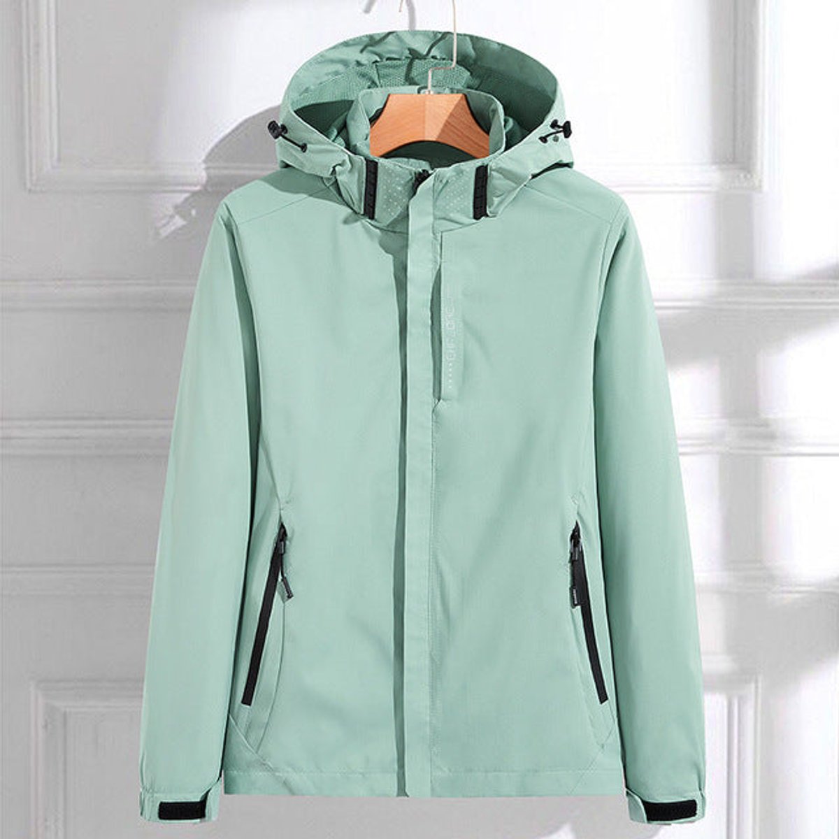 Women's Hooded Windbreaker Rain Jacket with Adjustable Hem – Zip Front Outdoor Shell