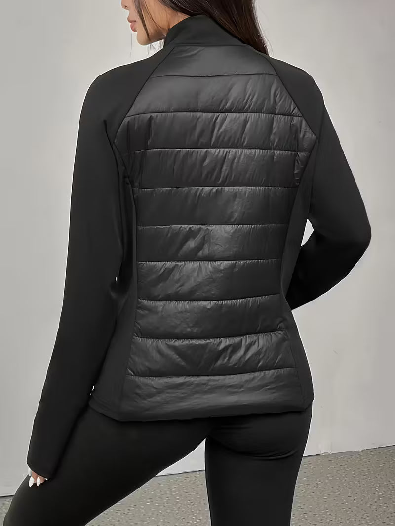 Kacob | Women's Hybrid Quilted Jacket – Slim Fit Stand Collar Padded Jacket