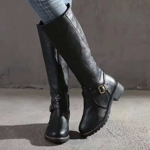 Kacob | Women's Knee High Boots – Tall Buckle Boots With Sturdy Sole