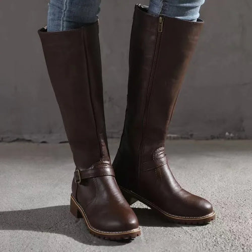 Kacob | Women's Knee High Boots – Tall Buckle Boots With Sturdy Sole
