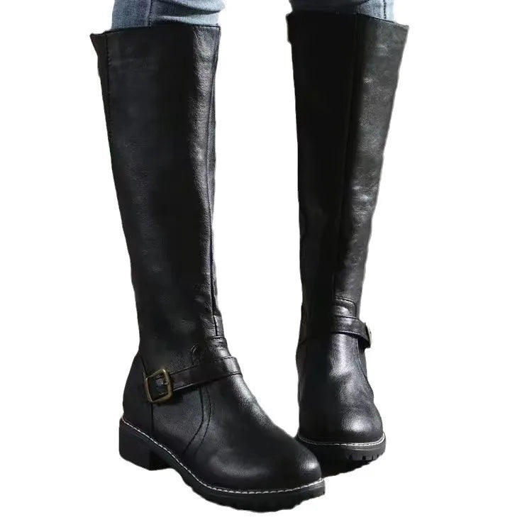 Kacob | Women's Knee High Boots – Tall Buckle Boots With Sturdy Sole
