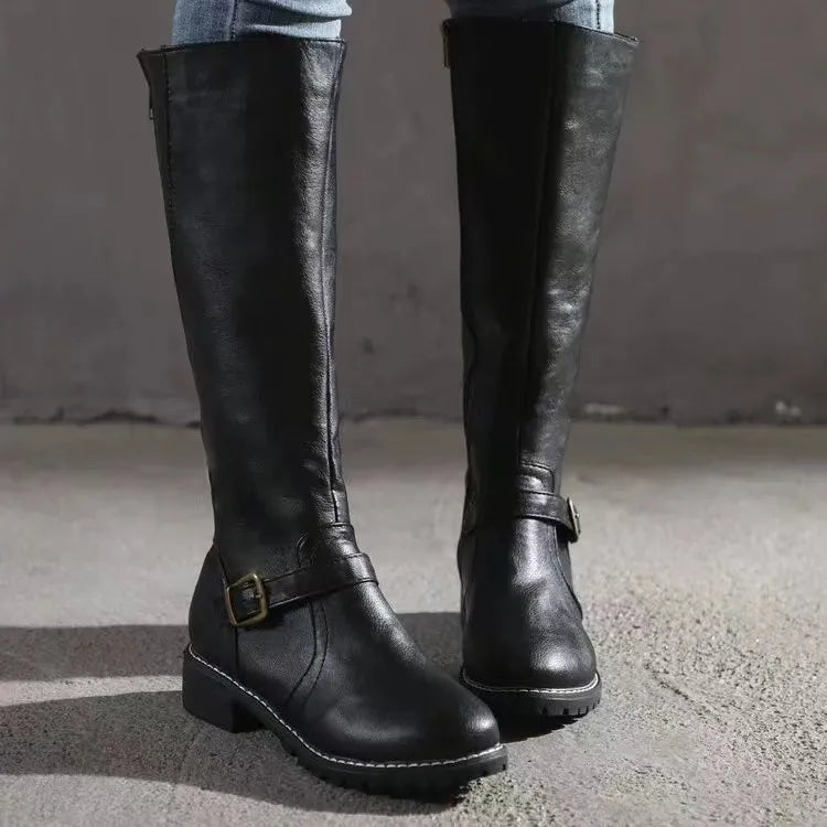 Kacob | Women's Knee High Boots – Tall Buckle Boots With Sturdy Sole