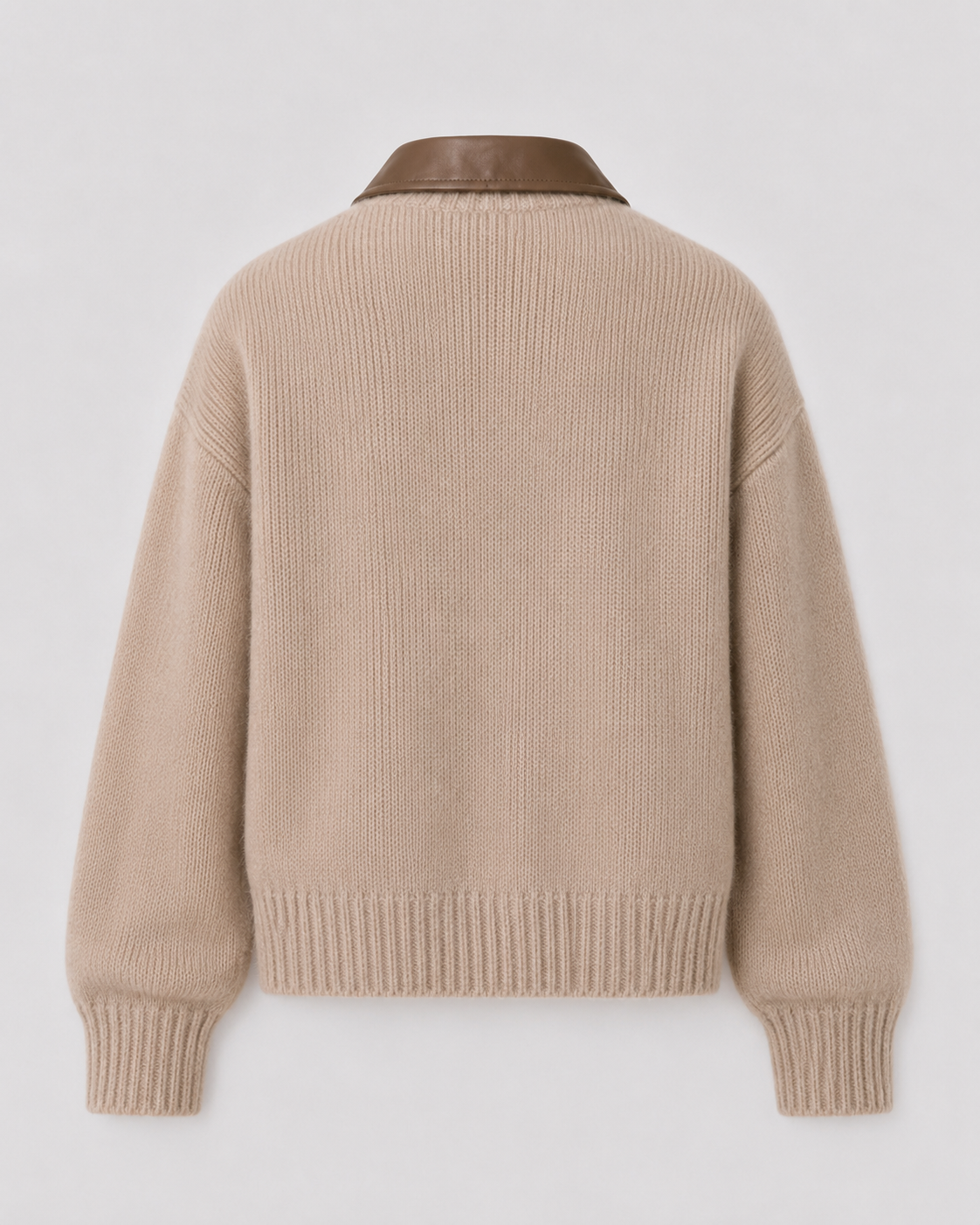 Women's Knit Zip Cardigan with Contrast Collar