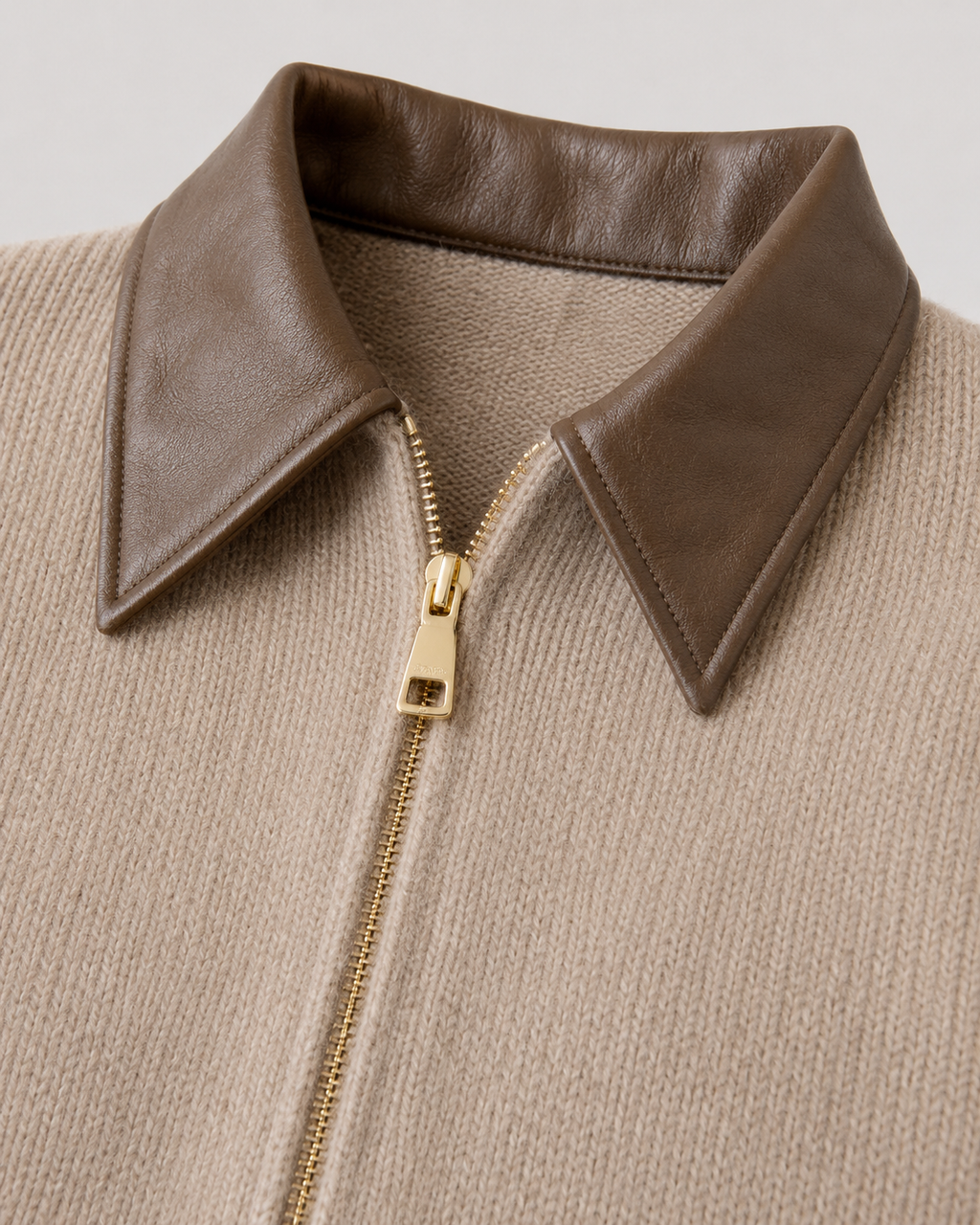 Women's Knit Zip Cardigan with Contrast Collar