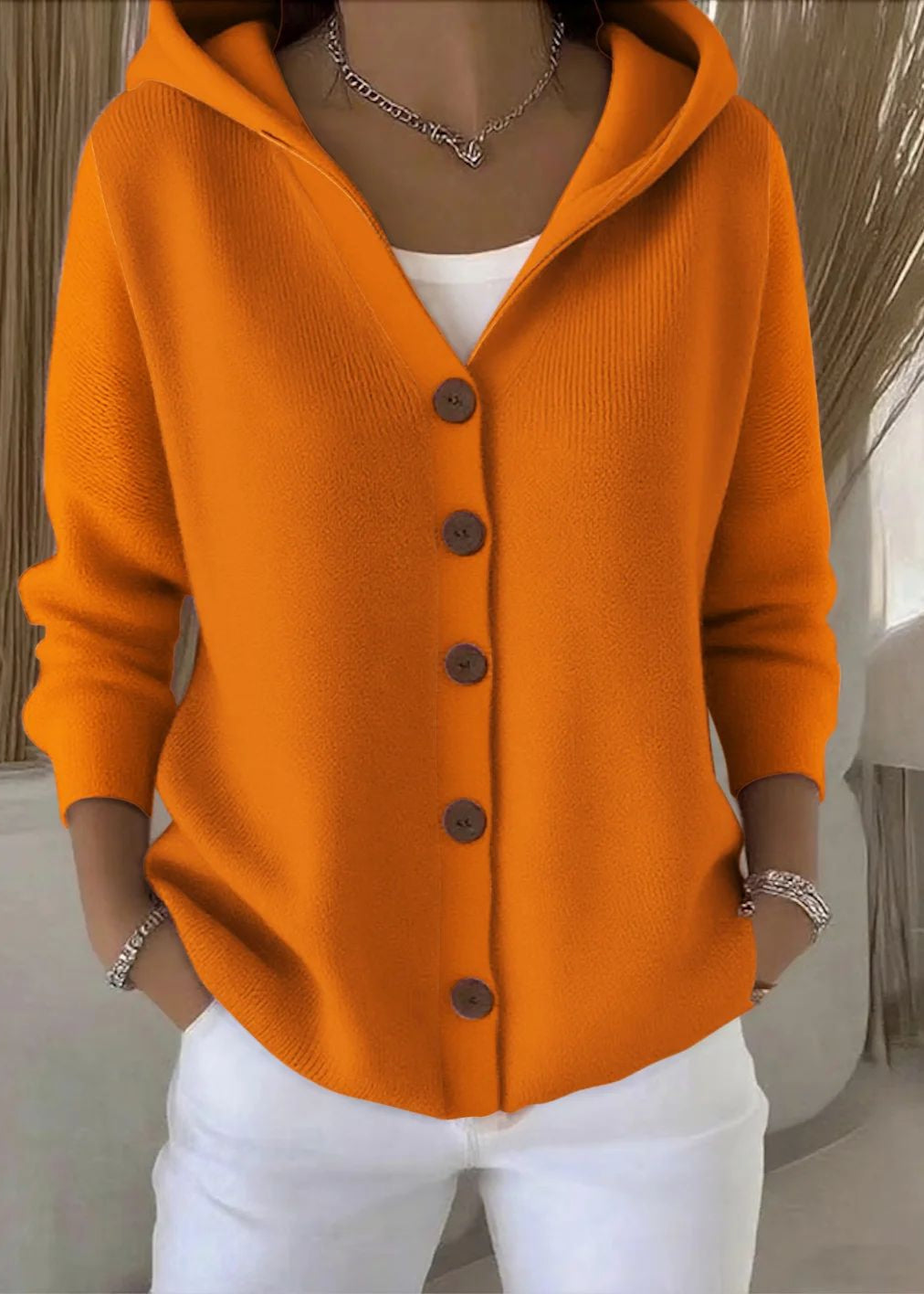 Kacob | Women's Knitted Hooded Cardigan – Relaxed Autumn Layering Knit