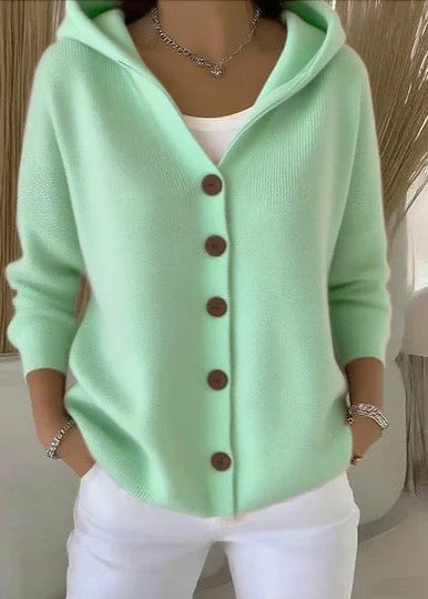 Kacob | Women's Knitted Hooded Cardigan – Relaxed Autumn Layering Knit
