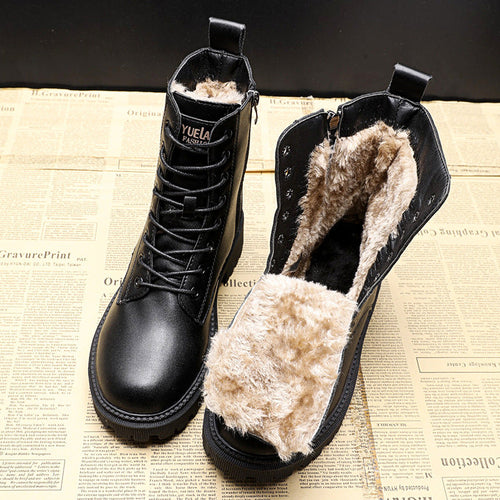 Kacob | Women's Lace-Up Winter Boots – Cushioned Lace Up Boots for Autumn