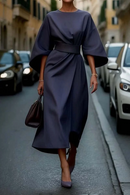 Kacob | Women's Lantern Sleeve Belted Dress – Elegant Evening