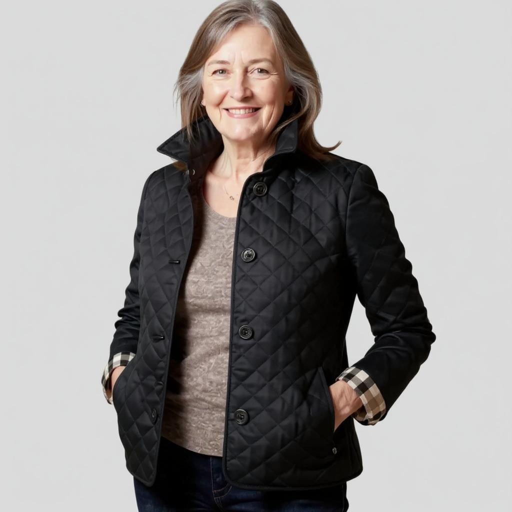 Kacob | Women's Lapel Collar Puffer Jacket – Quilted Padded Winter Jacket