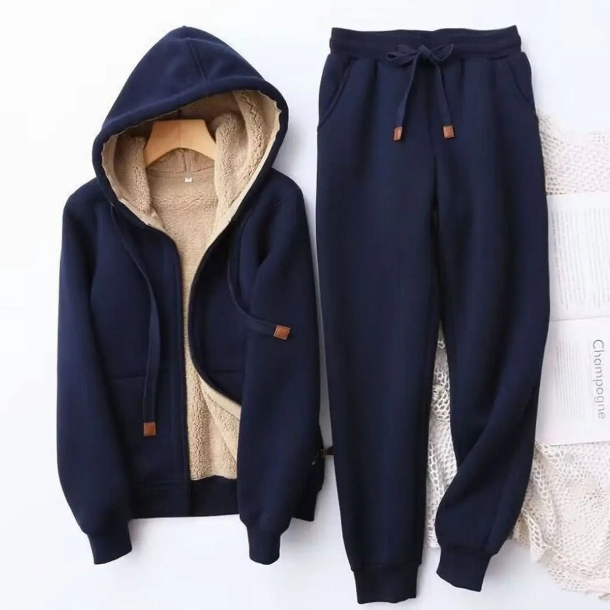 Kacob | Women's Lined Zip Hoodie and Jogger Set – Winter Tracksuit