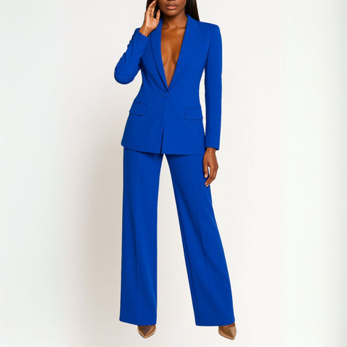 Kacob | Women's Long Blazer Trouser Suit – Tailored Two Piece Suit for Work