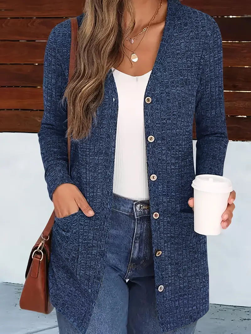 Kacob | Women's Long Cardigan – Button Front Longline Knit Cardigan with Pockets