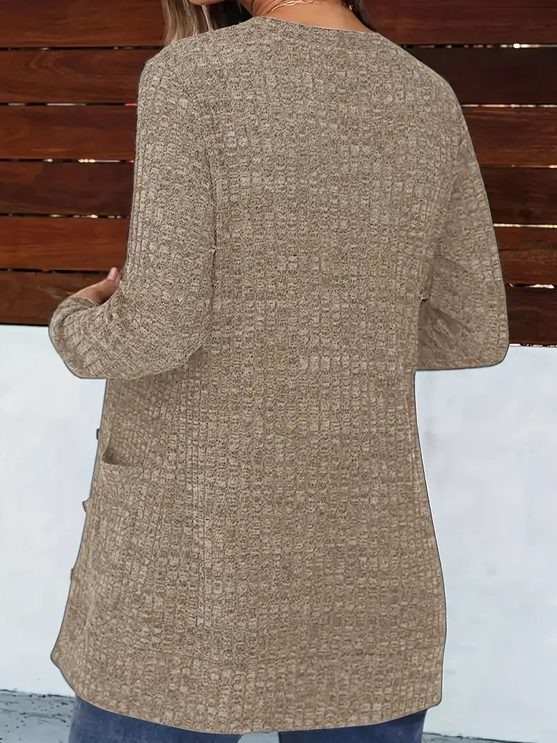 Kacob | Women's Long Cardigan – Button Front Longline Knit Cardigan with Pockets