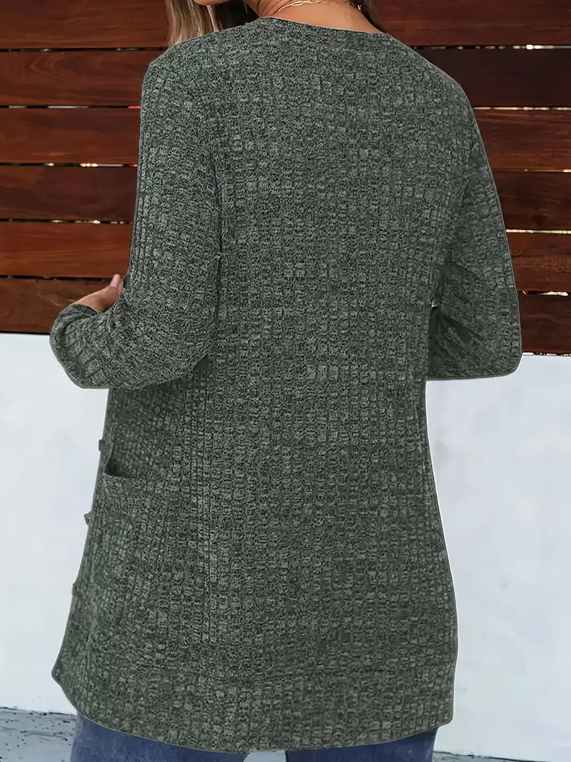 Kacob | Women's Long Cardigan – Button Front Longline Knit Cardigan with Pockets