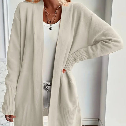Kacob | Women's Long Cardigan – Open Front Knitted Cardigan with Pockets