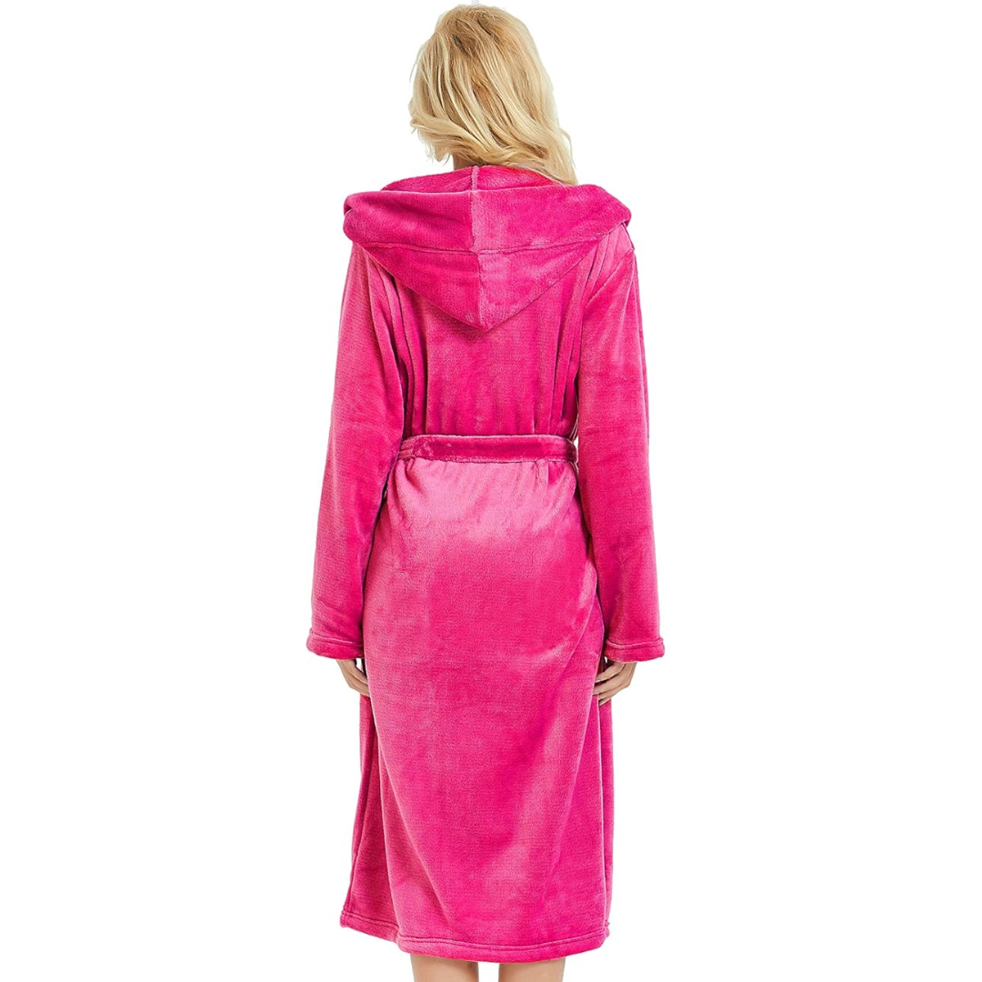 Women's Long Hooded Fleece Dressing Gown
