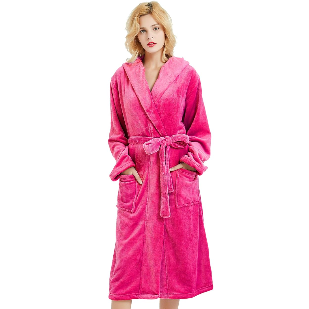Women's Long Hooded Fleece Dressing Gown