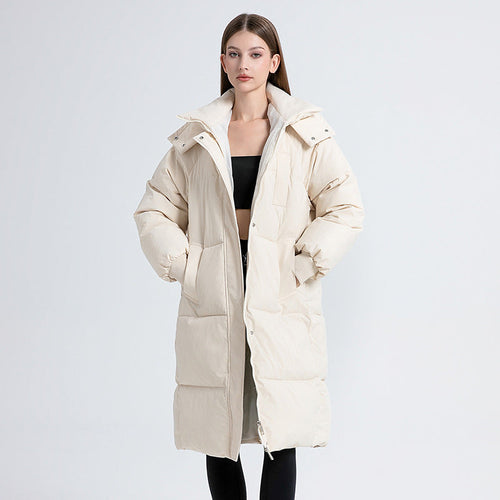 Kacob | Women's Long Puffer Coat – Hooded Quilted Midi Winter Coat