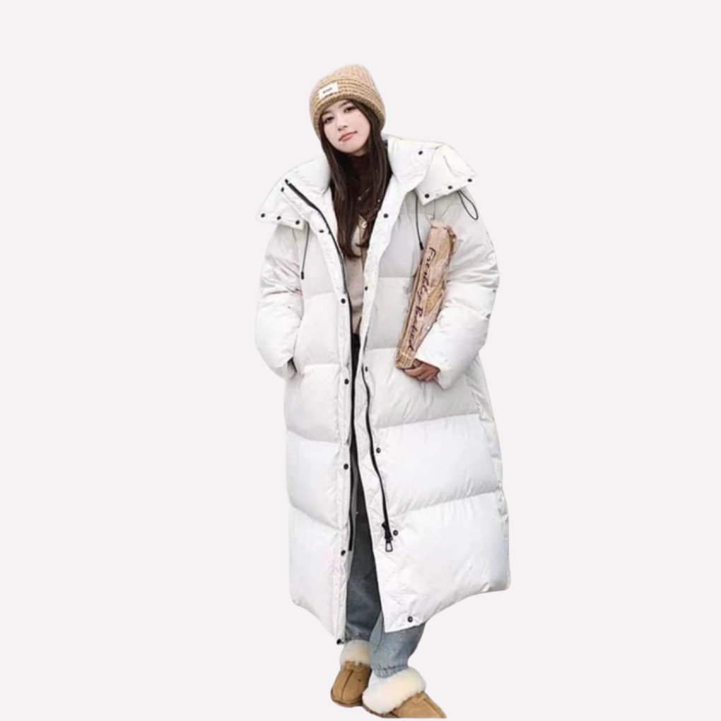 Kacob | Women's Long Puffer Coat with Hood – Full Length Quilted Coat