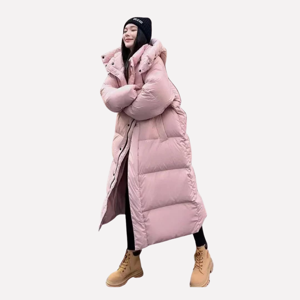 Kacob | Women's Long Puffer Coat with Hood – Full Length Quilted Coat