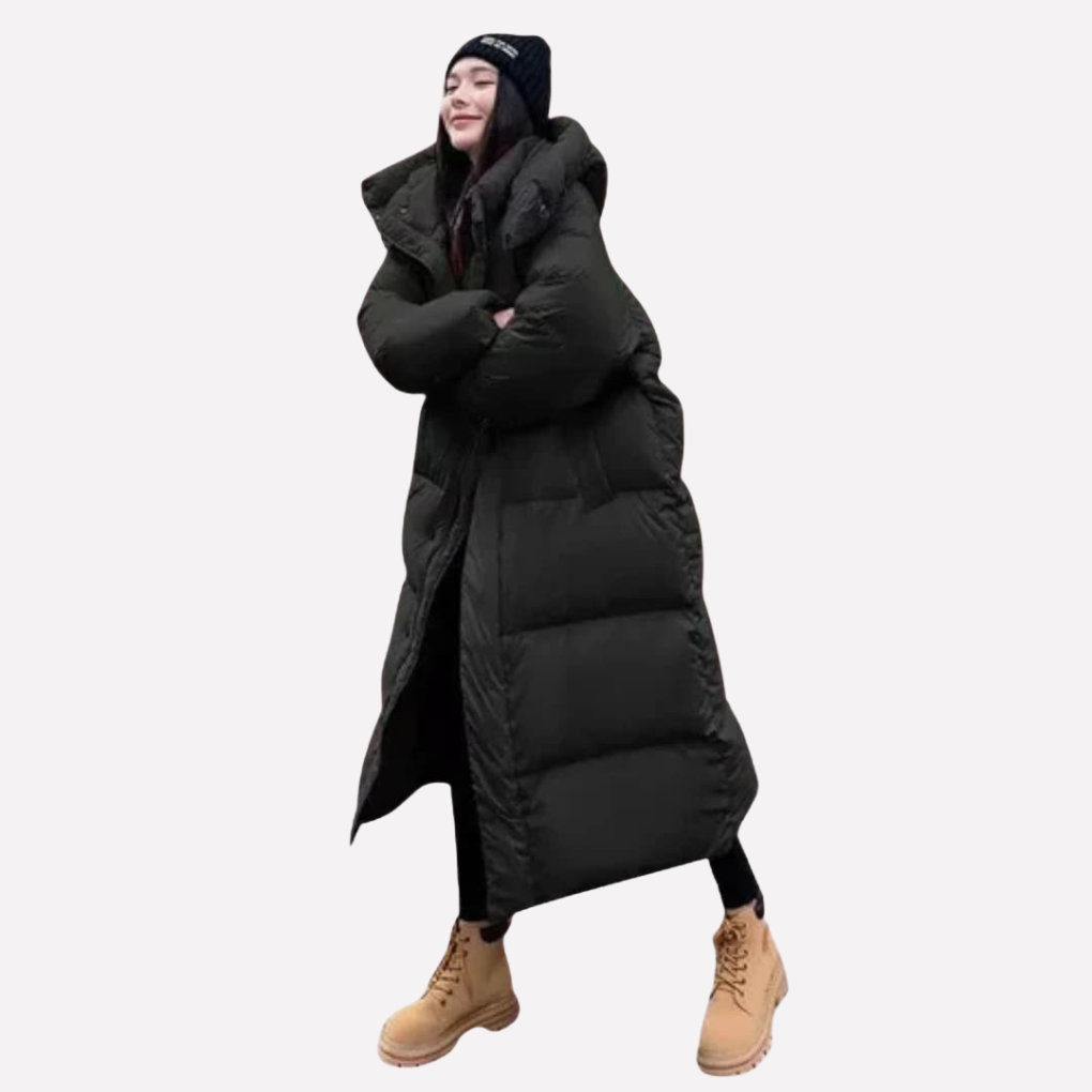 Kacob | Women's Long Puffer Coat with Hood – Full Length Quilted Coat