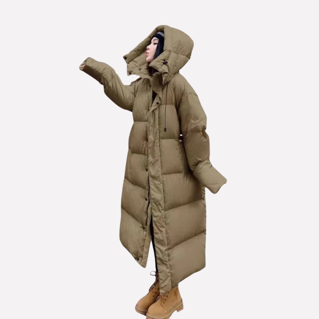 Kacob | Women's Long Puffer Coat with Hood – Full Length Quilted Coat
