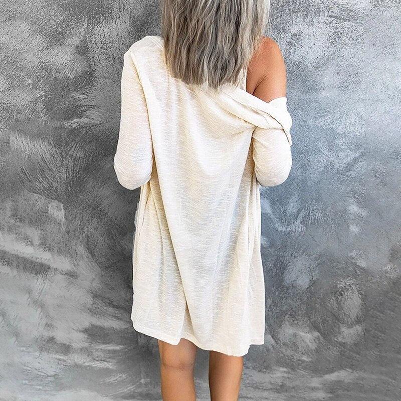 Women's Longline Button Front Cardigan – Fine Knit V Neck Duster