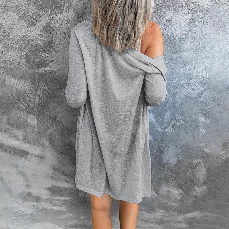 Women's Longline Button Front Cardigan – Fine Knit V Neck Duster