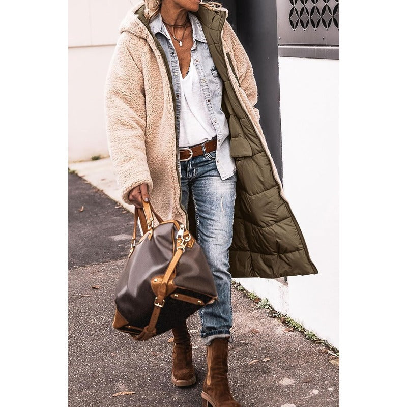 Kacob | Women's Longline Parka Coat – Reversible Quilted Hooded Jacket