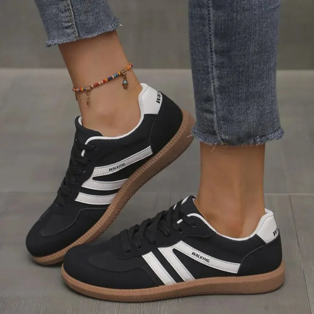 Kacob | Women's Low Top Trainers – Lace Up Casual Sneakers with Stripe