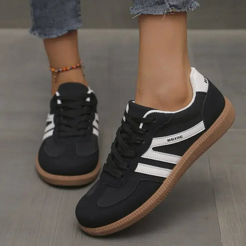 Kacob | Women's Low Top Trainers – Lace Up Casual Sneakers with Stripe