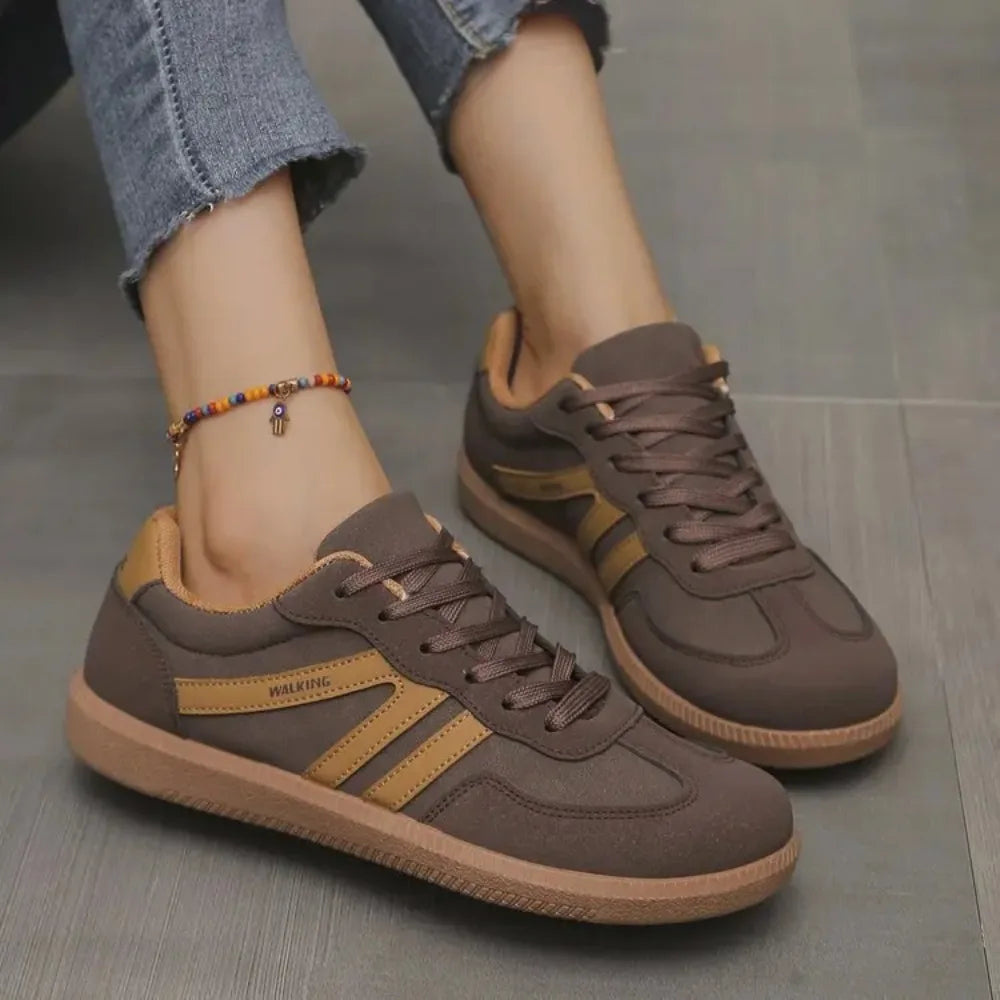 Kacob | Women's Low Top Trainers – Lace Up Casual Sneakers with Stripe