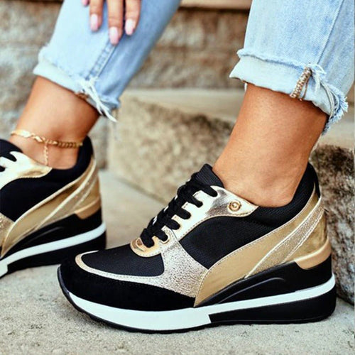 Kacob | Women's Metallic Trim Platform Trainers – Casual Womens Trainers