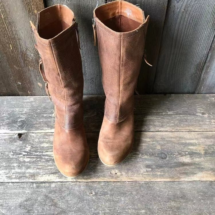 Kacob | Women's Mid Calf Boots – Slouch Zip Autumn Boots