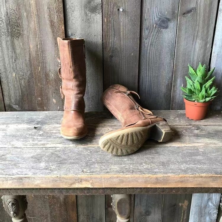 Kacob | Women's Mid Calf Boots – Slouch Zip Autumn Boots