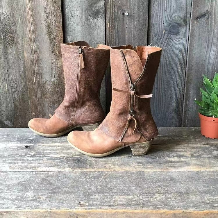 Kacob | Women's Mid Calf Boots – Slouch Zip Autumn Boots