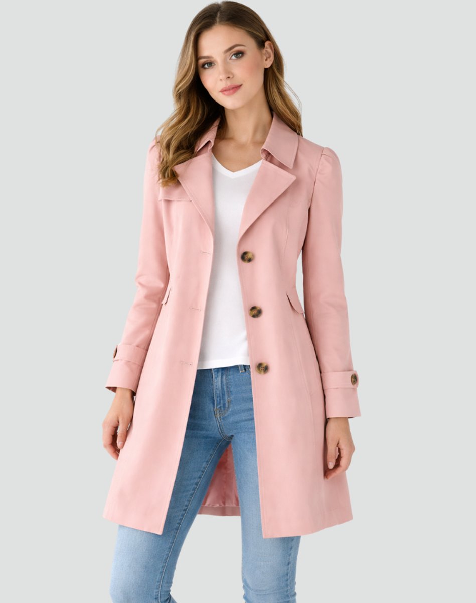 Kacob | Women's Mid Length Trench Coat – Tailored Single Breasted Mac