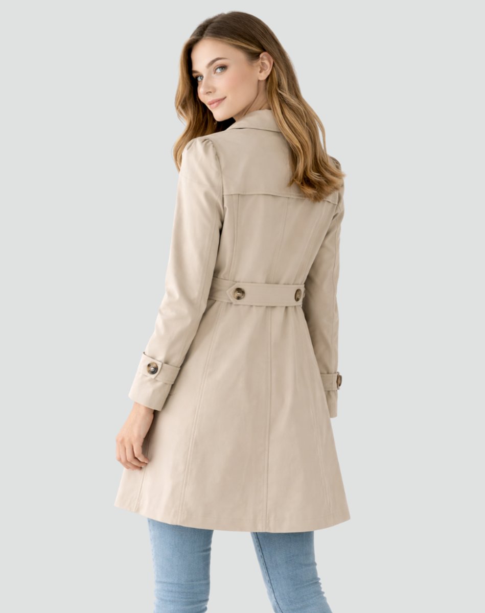 Kacob | Women's Mid Length Trench Coat – Tailored Single Breasted Mac