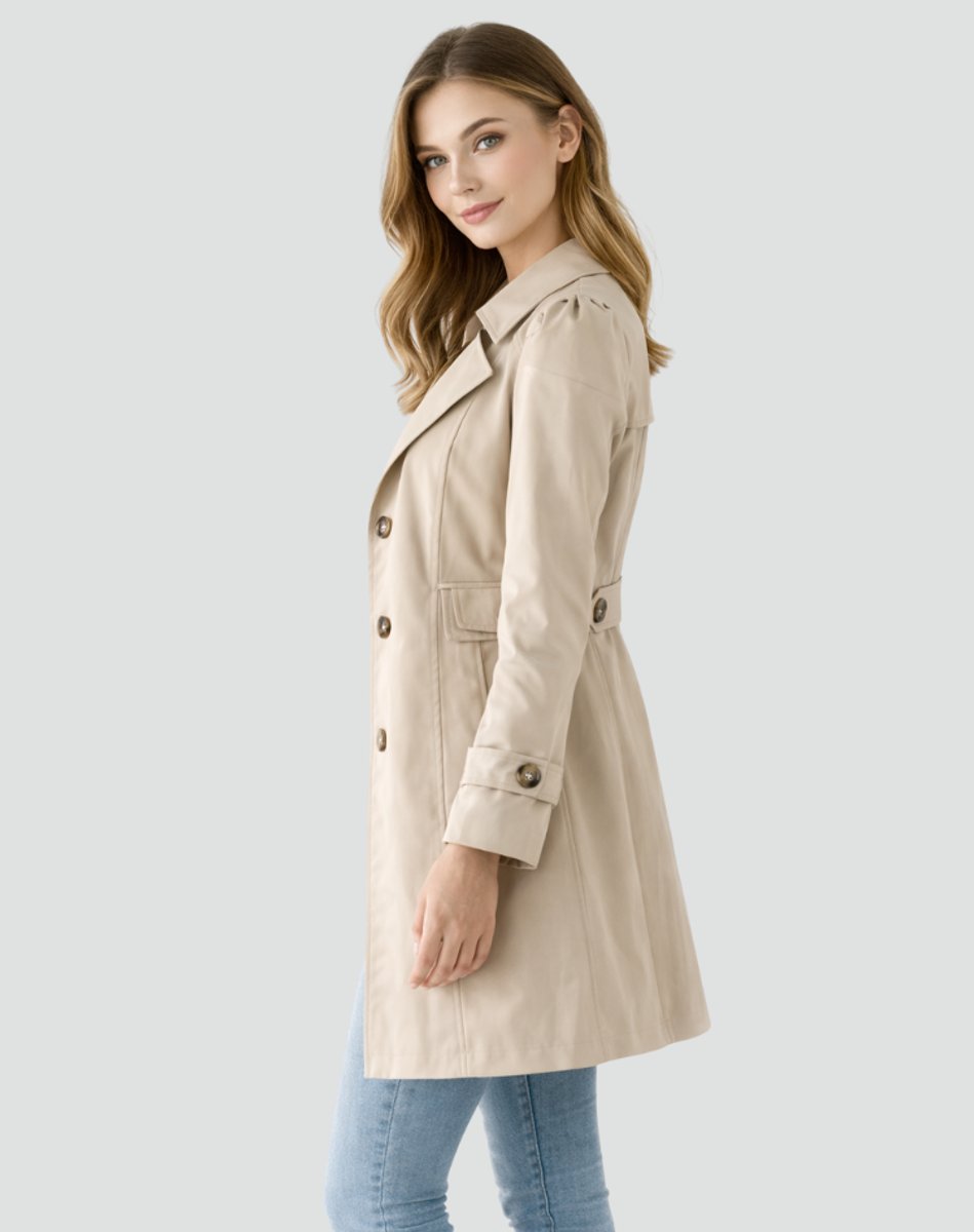 Kacob | Women's Mid Length Trench Coat – Tailored Single Breasted Mac