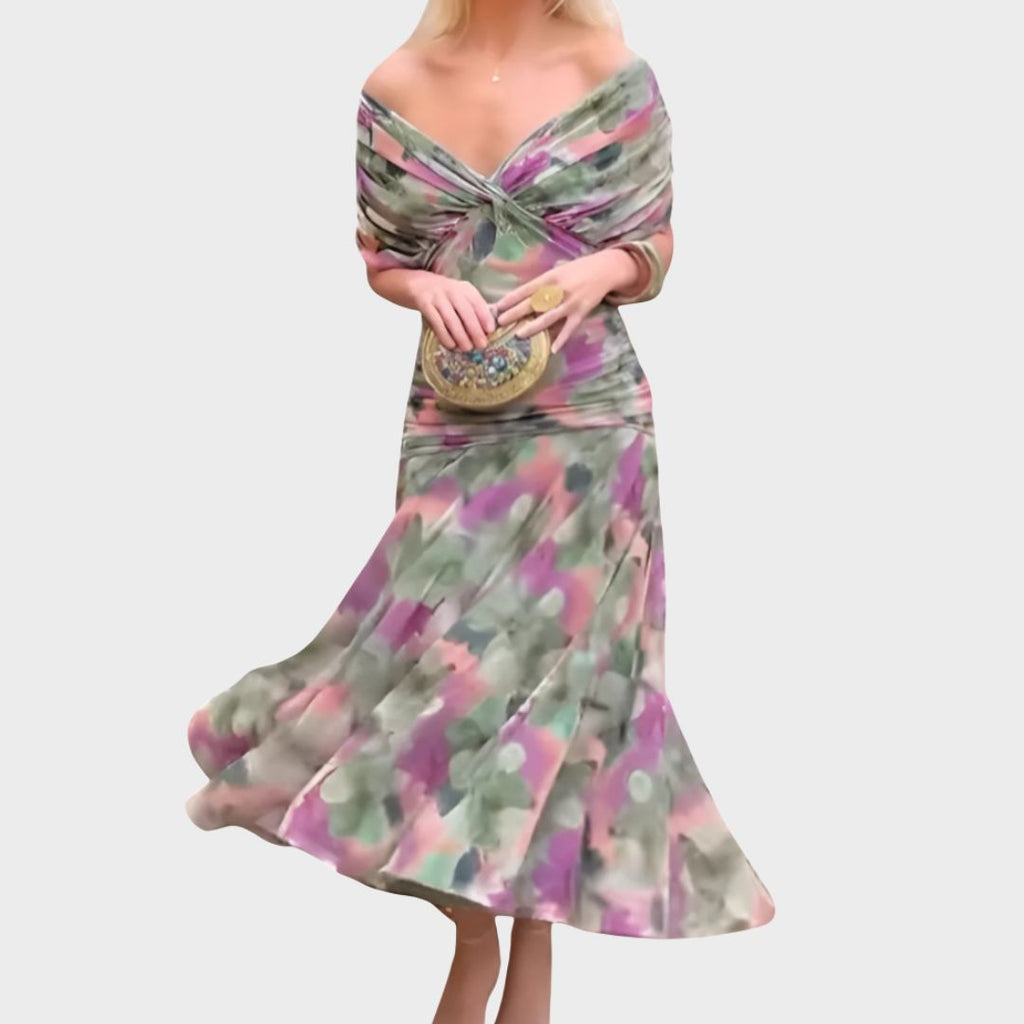 Women's Off-Shoulder Ruched Evening Dress