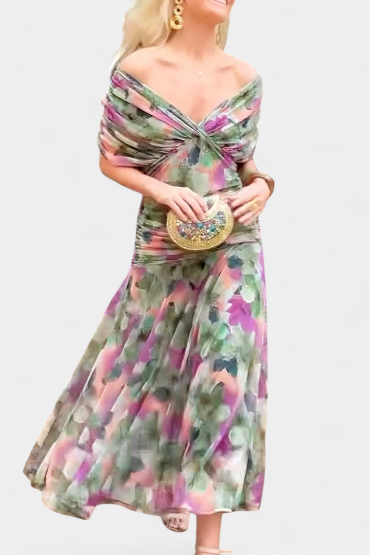 Women's Off-Shoulder Ruched Evening Dress