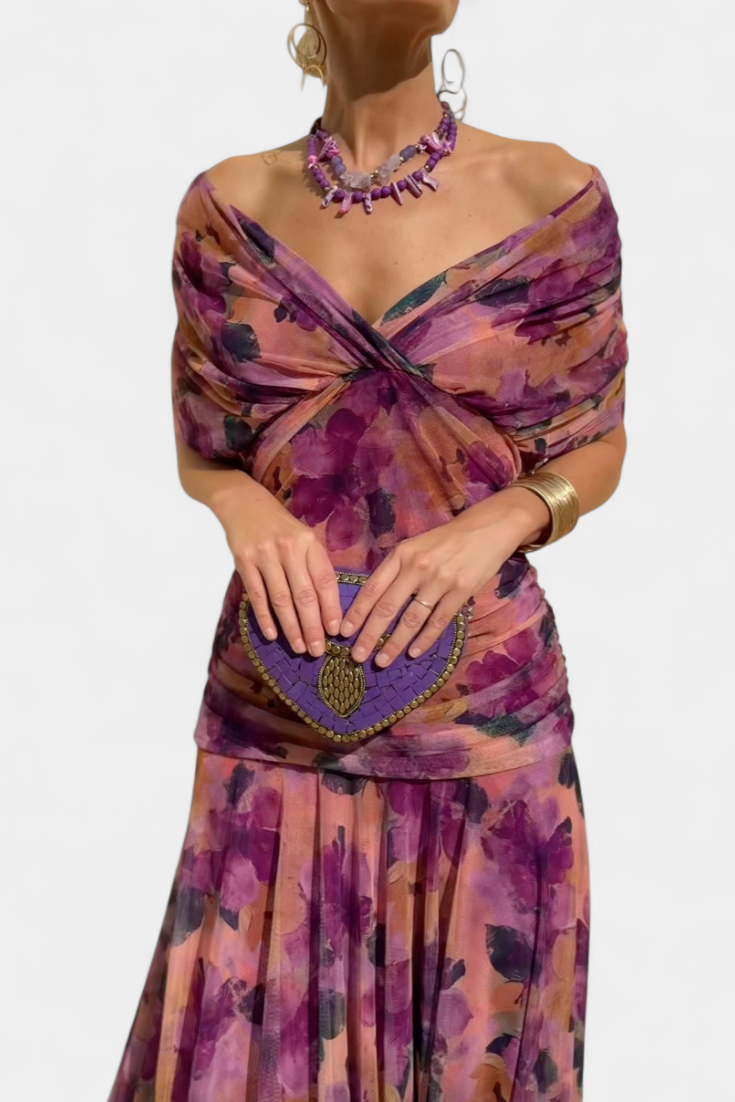 Women's Off-Shoulder Ruched Evening Dress