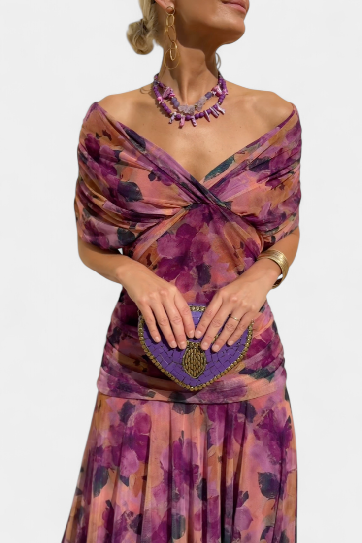 Women's Off-Shoulder Ruched Evening Dress