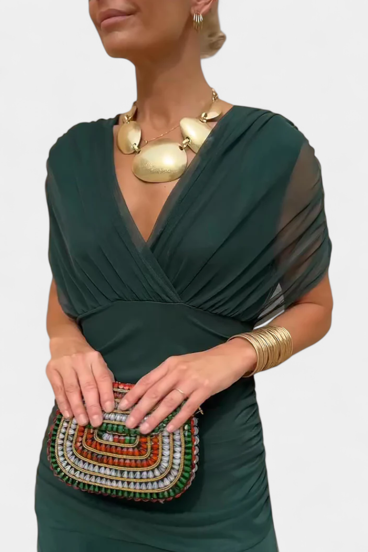 Women's Off-Shoulder Ruched Evening Dress